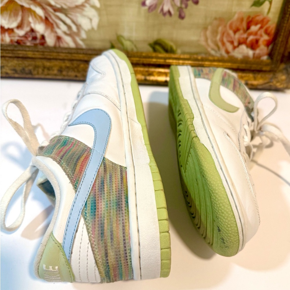 Nike Women’s Dunk Low White / Pistachio – Ice Blue – Size 10